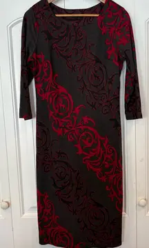 Saks Fifth Avenue Gray And‎ Red Dress Size Medium