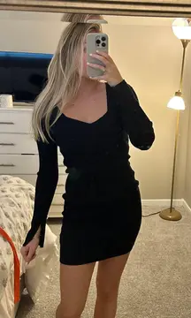 Black Bodycon Ribbed Dress