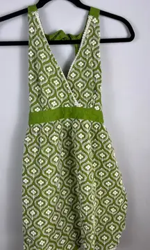 Simply EnVogue Embroidered Halter Top /Mini Dress– Green/White 100% Cotton S/M