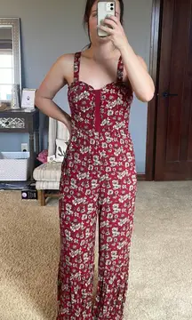 Red Floral Jumpsuit