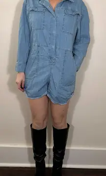 Gianni Bini Denim Longsleeve  Shortalls Size 8