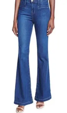 Joie Size 28 Jeans Nouveau Flare Cut Off Raw Hem Cobalt Wash Mid Rise Women’s