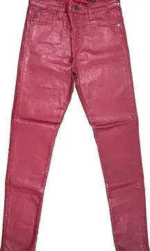 NWOT AG Adriano Goldschmied Women's 27R Bold Red Coated Skinny Jeans