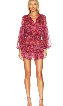 MISA Los Angeles  Teya Mini Dress Septima Tapestry Chiffon Womens XS