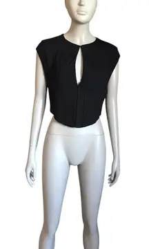 NWT Tiger Mist Black Corset Short Sleeve Crop Top