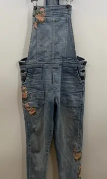 Driftwood x Free People Olivia Embroidered Denim Overalls Small Anthropologie