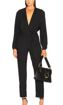 IRO Paris Frame Crepe Jumpsuit Size 38/6 Black Retail $490