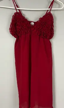 Rampage Y2K Ruffle Rose Red Slip Lace Dress Large Coquette Valentines Babydoll