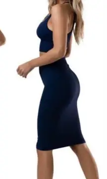 Balance Athletica The Linear‎ Midi Skirt Sculpting Body Con Blue Size Small