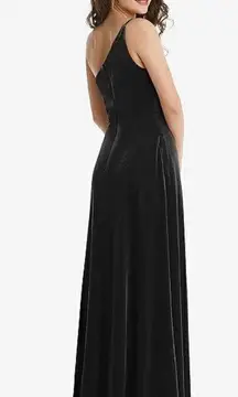 One Shoulder Spaghetti Strap Velvet Dress