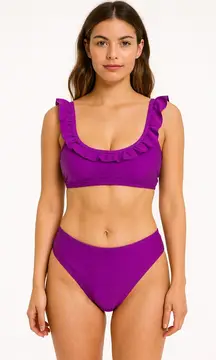 Emme Jordan Purple Ruffle Bikini Swimsuit Two Piece Set Womens Size‎ S