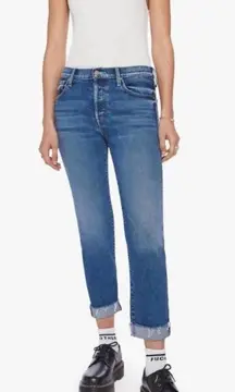 MOTHER THE SCRAPPER CUFF ANKLE FRAY IN SMASHING BANJOS BUTTON FLY HI RISE SZ 25