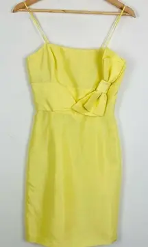 Frock by Tracy Reese lemon yellow silk fitted mini dress with bow detail. Size 4