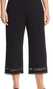 NWT Lysse Plus Raya Womens Lace Trim High Rise‎ Cropped Pants In Black Size 2X