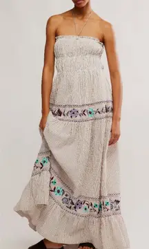 FREE PEOPLE Kalani Midi Dress / Ivory Stripe Combo XL