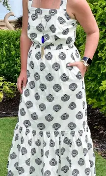 J Crew white tiered seashell cotton beach maxi dress size 10 vacation summer‎