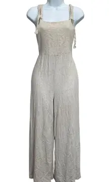 Audrey 3+1 S Small Jumpsuit Bibbed Overall Linen Cropped Sleeveless Boho Coastal