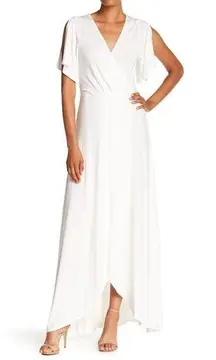 Tart  Open Shoulder V-Neck Draped Maxi Dress - /White - M