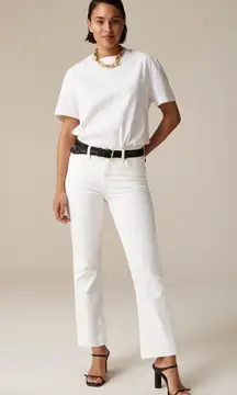 J.Crew 9" Demi Boot Crop Jean White Mid Rise Flare Ankle Raw Hem US 24 NWT