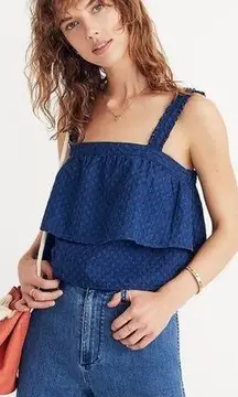 Madewell  indigo ruffle-strap tier top tiered