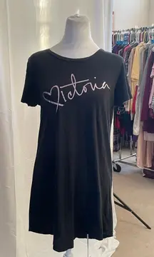 Women's Victoria's Secret Black Pink Pajama T-Shirt XS