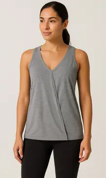 Lululemon Gray Open-Front Crossover Tank Top | Straight Hem Flowy Yoga Layer