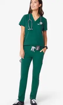 Hunter green fig Scrub Set Catarina top and Livingston pants limited edition