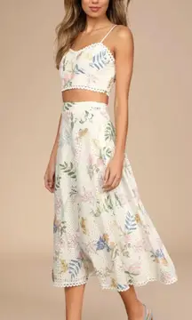 Lulus Sweet At Heart White Floral Embroidered Two-Piece Midi Dress