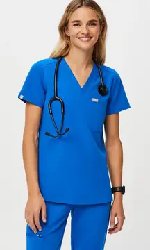 Figs Catarina One-Pocket Scrub Top Bright Blue women’s small