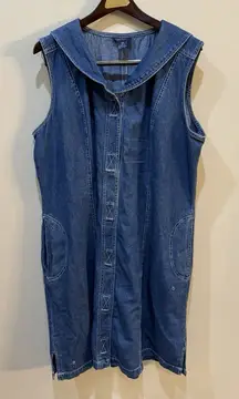 Baccini Denim‎ A Line Sailor Dress Grommets Blue Size 20W Lightweight