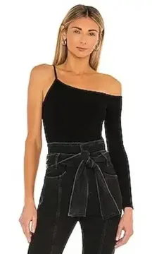 h:ours One-Shoulder Ribbed Knit Blouse Size S