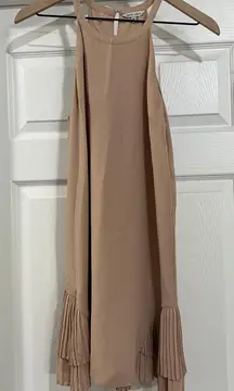 Naked Zebra Camel Tan Pleated Hem Dress Size Medium