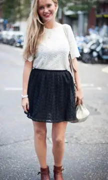 Womens  Black Lace Fit & Flare Skirt - Sz S