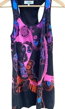 Tibi Women's Size 2 Multicolor Abstract Silk Shift Dress Sleeveless