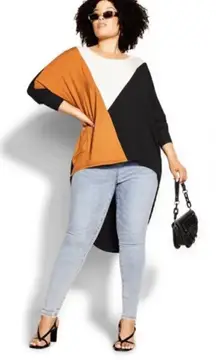 City Chic Celine Top Honey Yellow Black White size XXL (24)