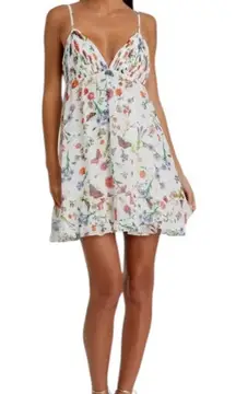 Mac Duggal Size 0 NEW 70197 White Multi Butterfly Print Ruffle Hem Mini Dress