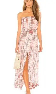 Tiare Hawaii Ryden Dress in Hail Rust & White XSmall Womens Maxi Logn Gown