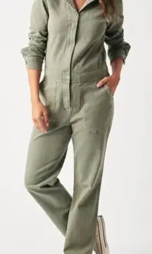 Faherty Overland Twill Utility Jumpsuit in Olive Green Size Small