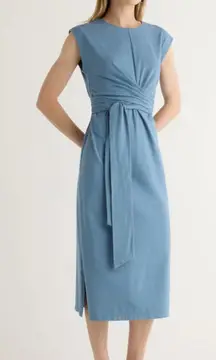 Modern Citizen Dress Womens Size XS Fei Tie Front Blue Midi Organic Cotton