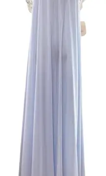 Vintage Lucie Ann Beverly Hills Baby Blue Nylon Lace Trim Nightgown Large Retro