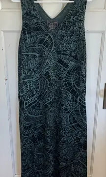 Johnny Was Jade green velvet patterned maxi dress size small