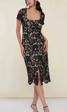 Rachel parcell square neckline Button Down Lace Midi Dress Size 00 MSRP $248.00