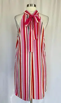 Laundry by Shelli Segal Women's Dress Size 8 Pink Stripe Sleeveless A-Line Shift