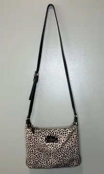 Kate Spade  Crossbody Animal Leopard Patent Leather Coated Canvas Purse Bag