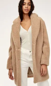 Aritzia Wilfred Teddy Cocoon Coat Camel Tan Size M