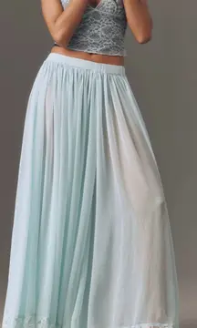 Anthropologie Sheer Volume Lace Hem Maxi Skirt, Size S 