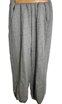 Romie Jogger Sweatpants Light Gray Pearl Studded