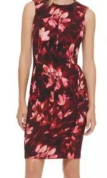 NEW Calvin Klein Women's floral Printed Seamed Sleeveless Sheath Dress, size 4P