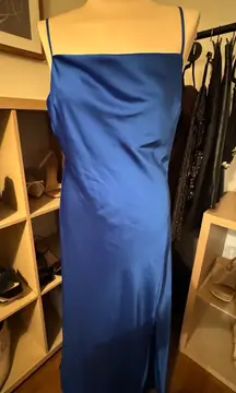 Blue silk slip dress express 