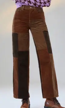 PacSun Baggy Jean Womens 25 Corduroy High Waisted Boho Indie Patchwork Brown